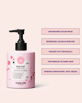 Colour Refresh Pink Pop is a color hair mask that enhances the color in medium to dark hair