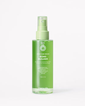 Green bottle of Maria Nila Bond Builder on a white background